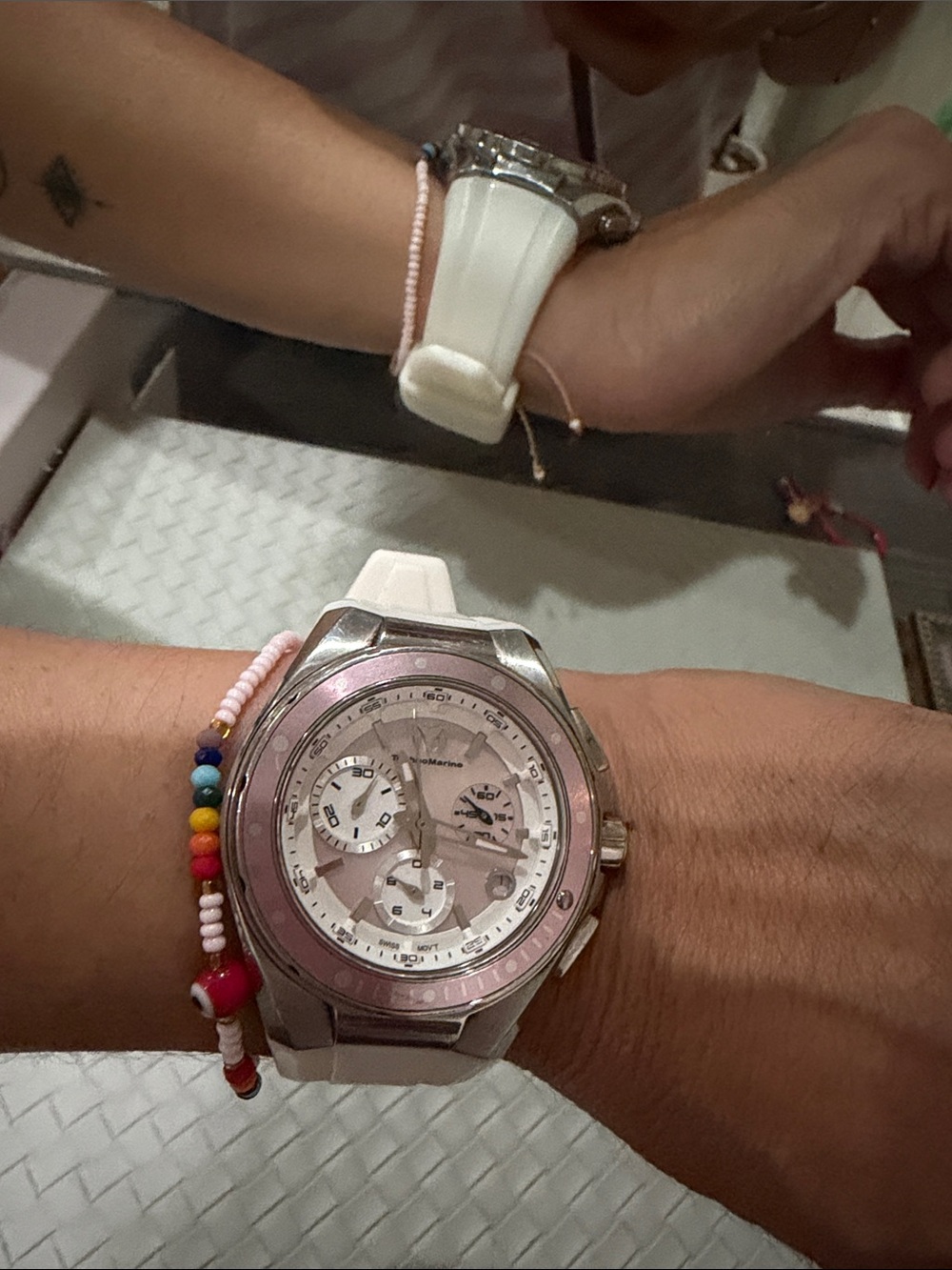Technomarine Women's White and Pink Chronograph Watch